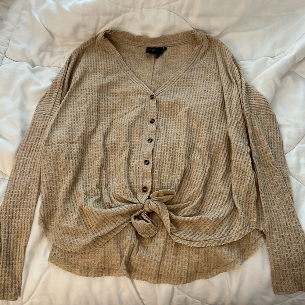 Out From Under Jojo Oversized Thermal Button-Front Top